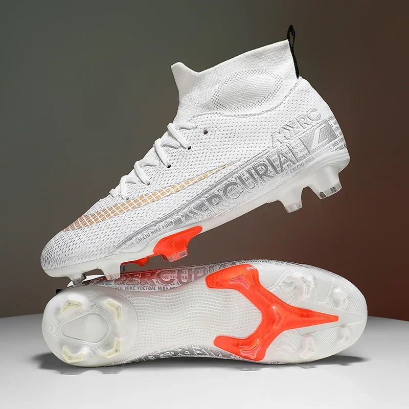 Herr fotbollsskor ankelskydd pojkar fg fotbollsskor sneakers sportskor unisex matchskor bekväma: Svart / 41