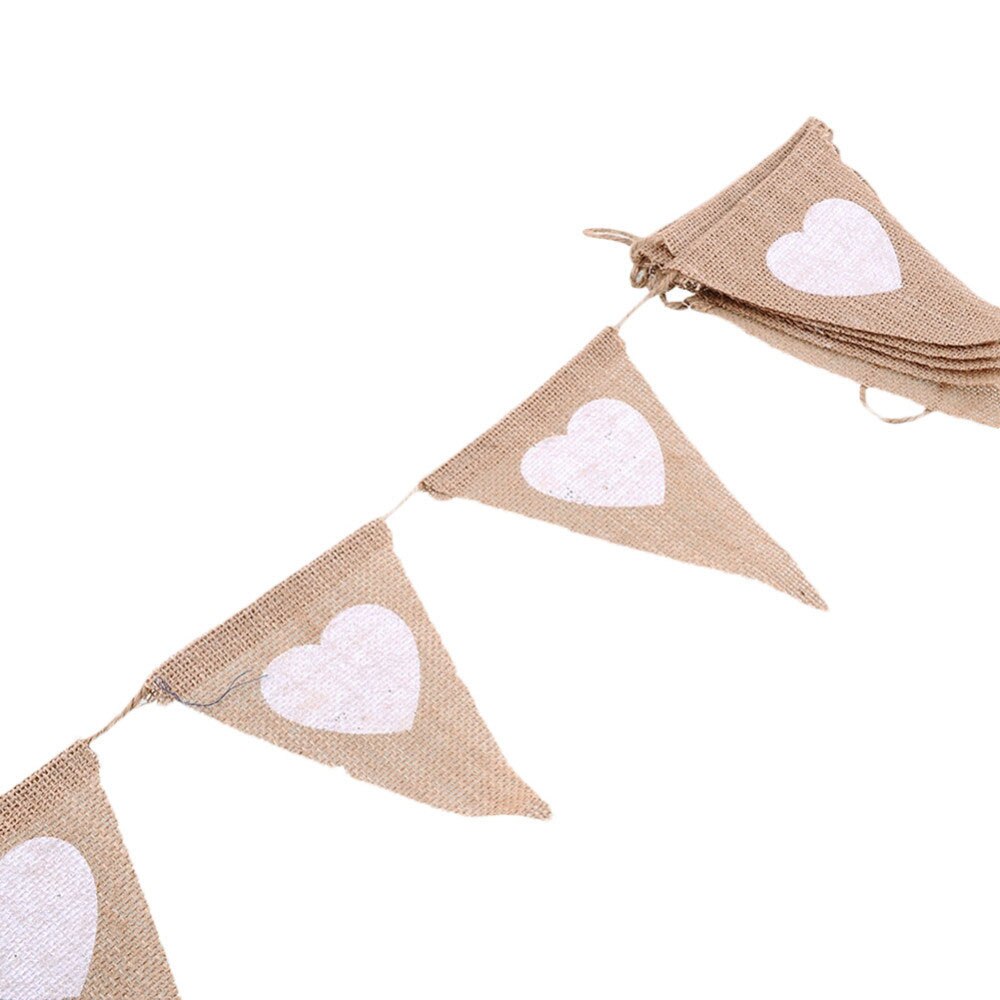 Ensemble de fanions en toile de Jute, 1 lot, guirlandes de fête en dentelle, décoration de mariage