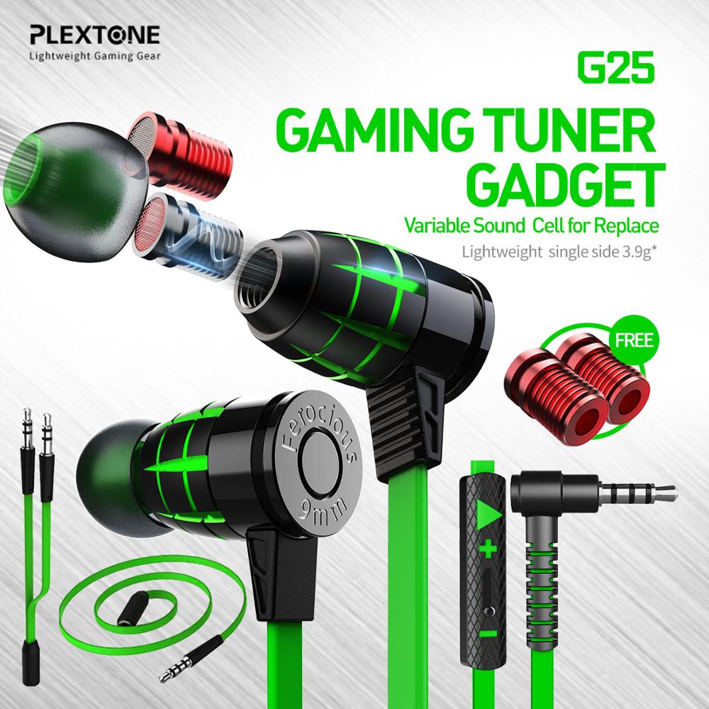 Plextone hammerhead  g25 gaming hörlurar med mikrofon i örat ljudisolering headset variabel ljudcell för ersättning