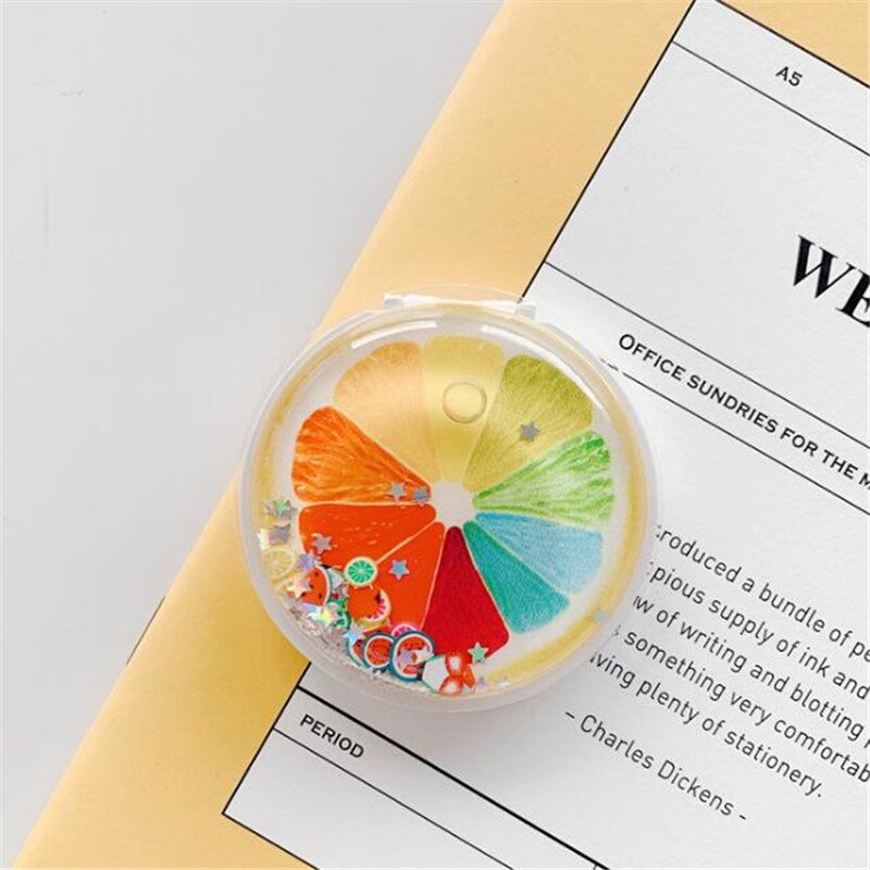 Phone Holder Fold Cartoon Fruits Quicksand Mirror Expanding Stand Love Heart Pocket Bracket For All Mobile Phone Holder Stand: J