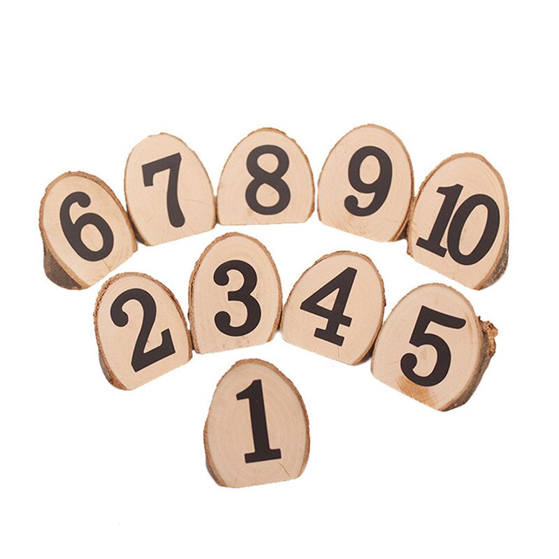 10 unids/pack estilo de madera suministros de Boda boda marcador de posición de la tarjeta número de tabla de figura Digital asiento Decoración