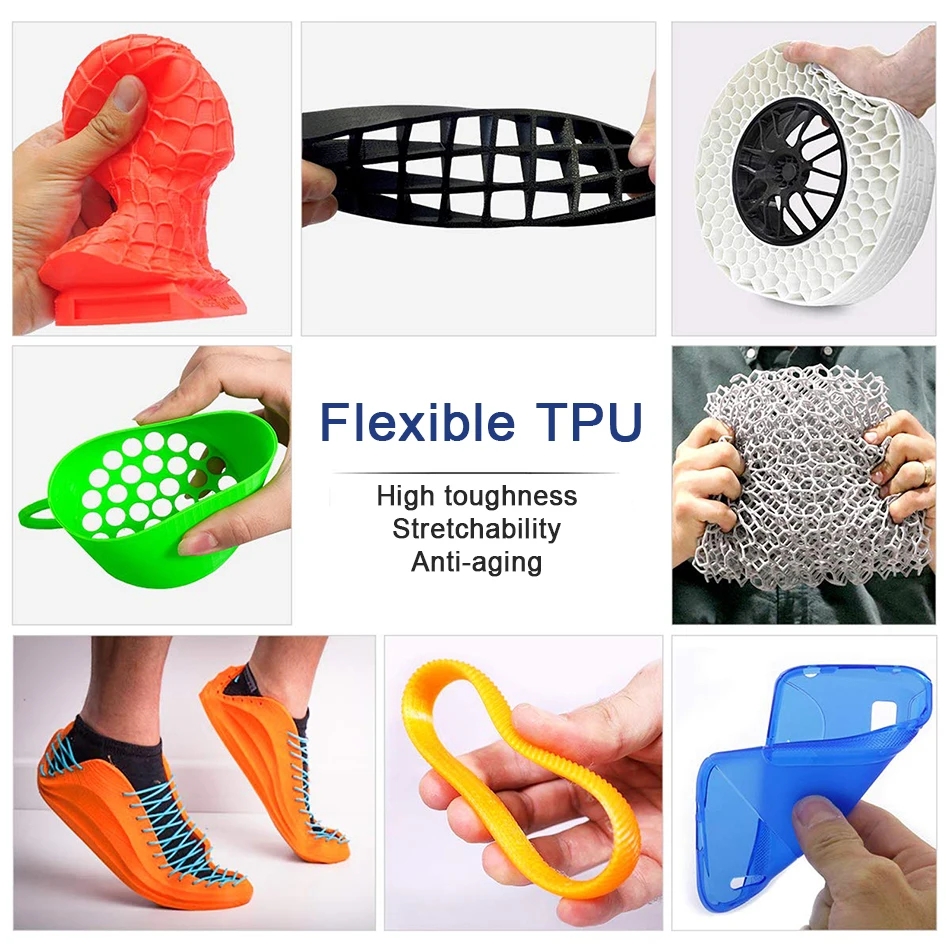 Filamento flessibile TPU 1,75 mm 200 g Filamento traslucido TPU Materiale di stampa 3D Filamento che si illumina al buio Filamento arcobaleno Blu
