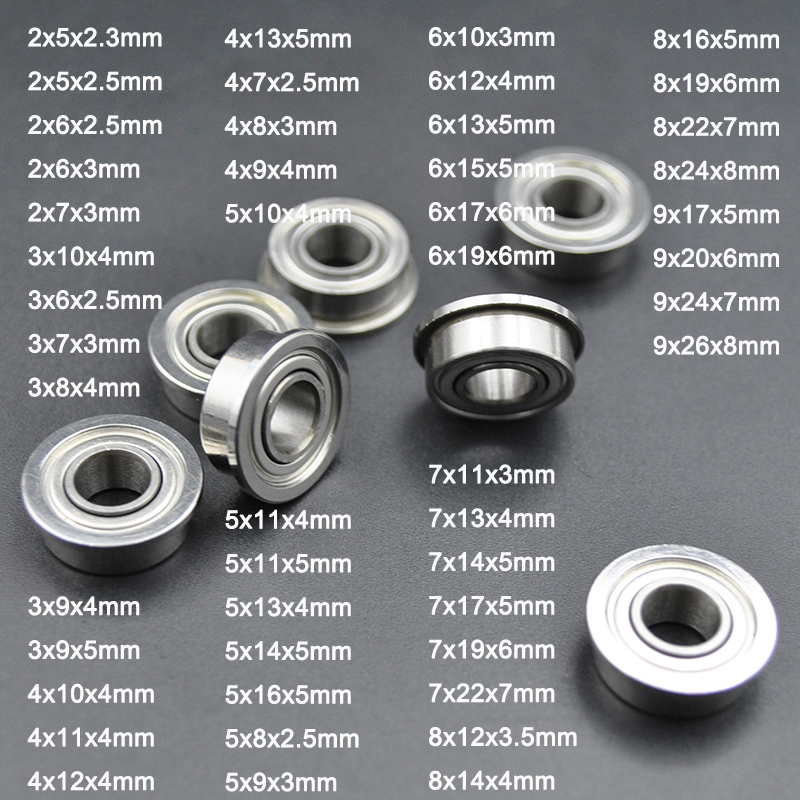 10 st flänslager med borrhål 2mm 3mm 4mm 5mm 6mm 7mm 8mm 9mm 10mm f625 f605 f608 mf105 mf115 f695 zz kullager med fläns