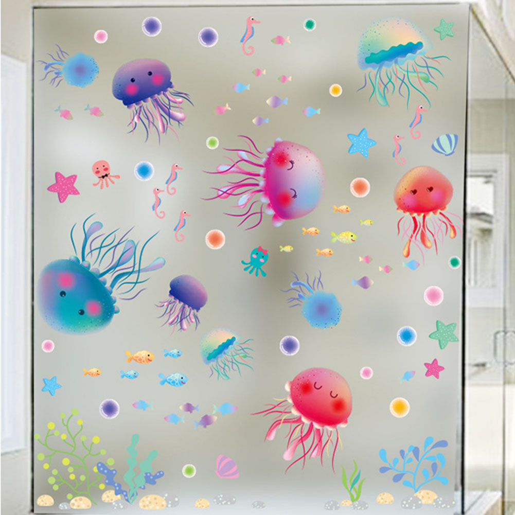 Autocollants muraux 3D de mer Jellyfish | , sur le mur, pour enfants, chambres, salle de bain, décoration en vinyle, bricolage, Stickers de décoration