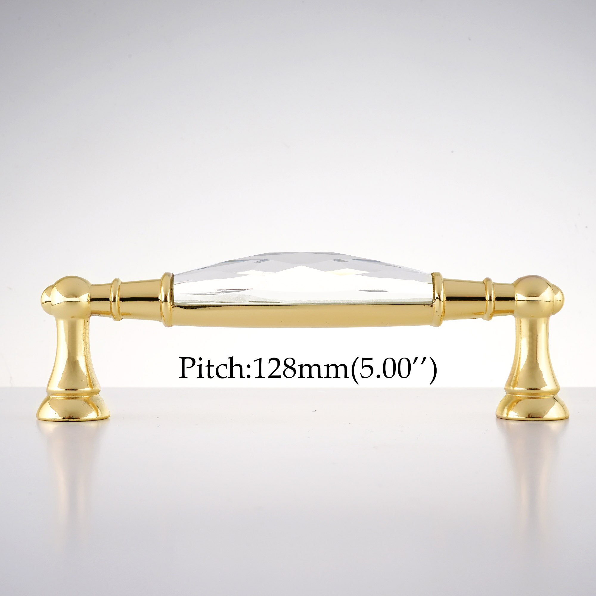 3.5 ''/5.0'' Crystal Meubels Handvatten Gold Lange Bar Deur Kast Handvatten Lade Trekt Keuken Kast Knoppen: Clear 128mm