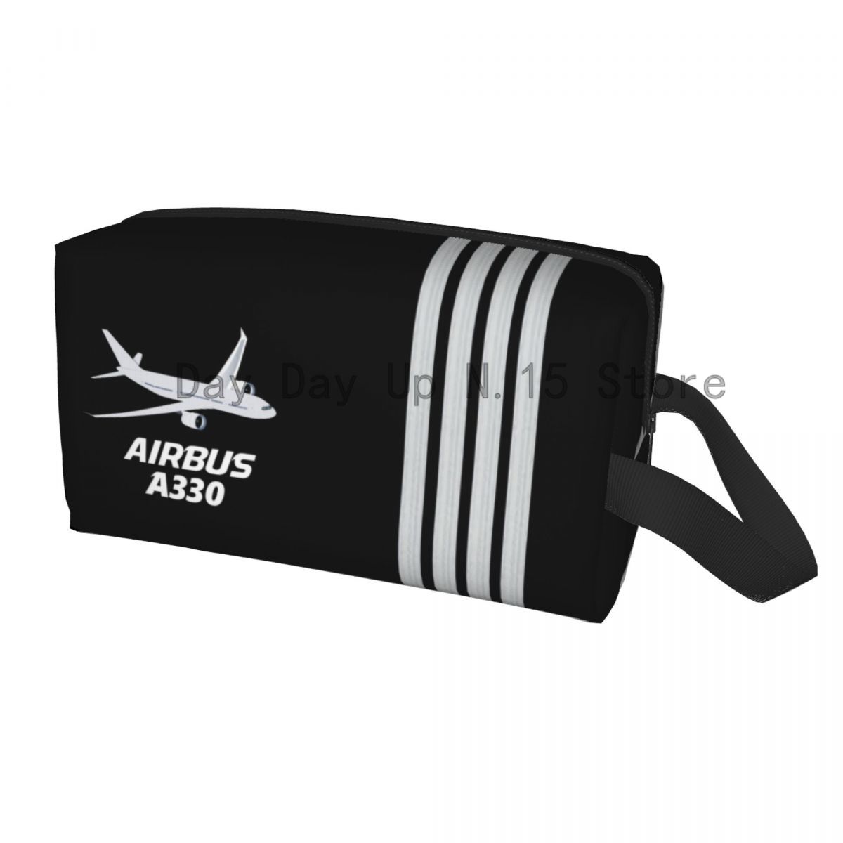 Pilot Captain Stripes Cosmetic Bag Large Capacity Aviation Airplane Aviator Makeup Case Beauty Storage Toiletry Bags: black