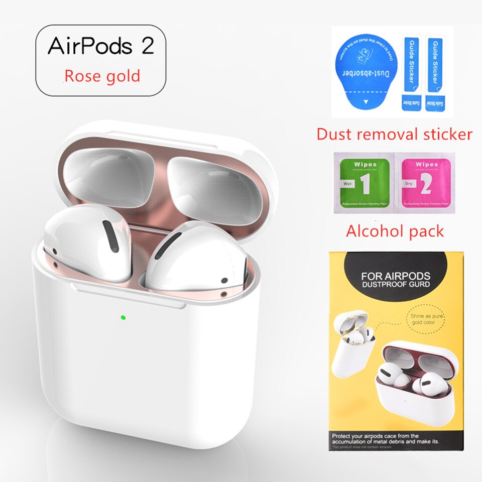 Stickers for Airpods pro 2&amp;1 Case Dust Guard cute Skin Inner Cover Accessories Film for Apple Airpods Pro 2 1 Stickers: Rose gold airpod 2