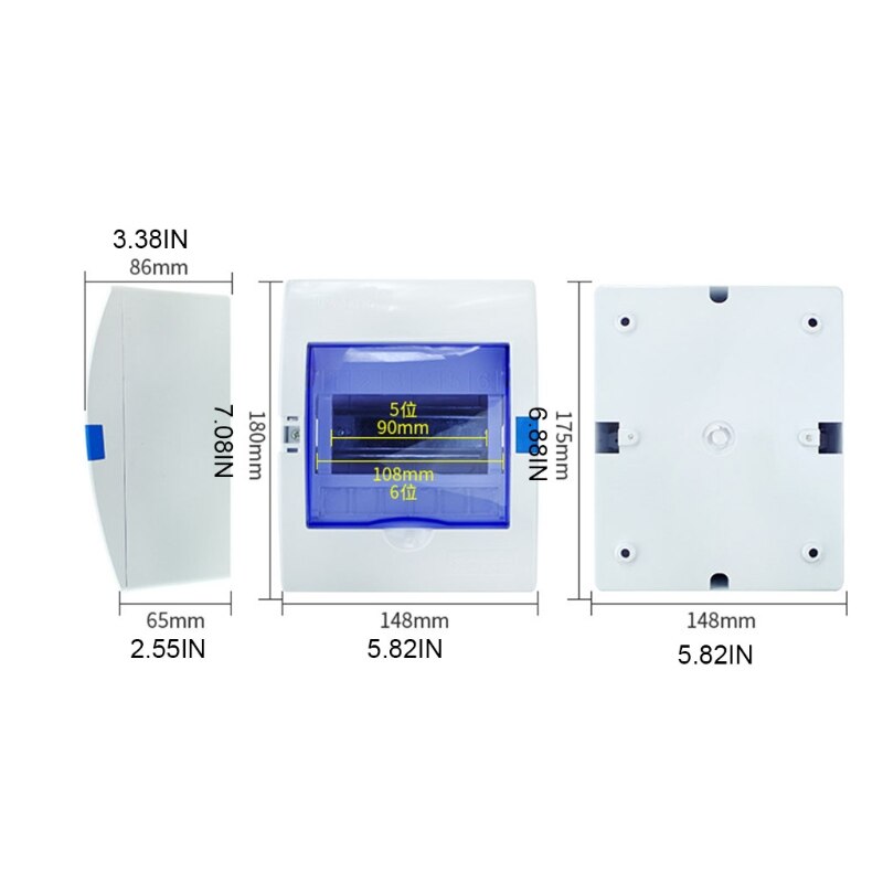 4-6 Ways Plastic Distribution Box Transparent Lid Power Distribution Protection Box For Miniature Circuit Breaker 87HA