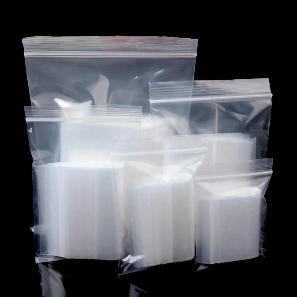 100 Stk Tykke Klare Genanvendelige Zip Lock Poser Kraftig Gennemsigtig Plast Opbevaring til Smykker Fest