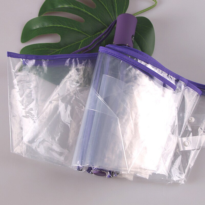 23*5cm Women Umbrella Automatic Transparent Folding Umbrella Rain Sun Auto Windproof Umbrella portable Home Outdoor Sports: Purple
