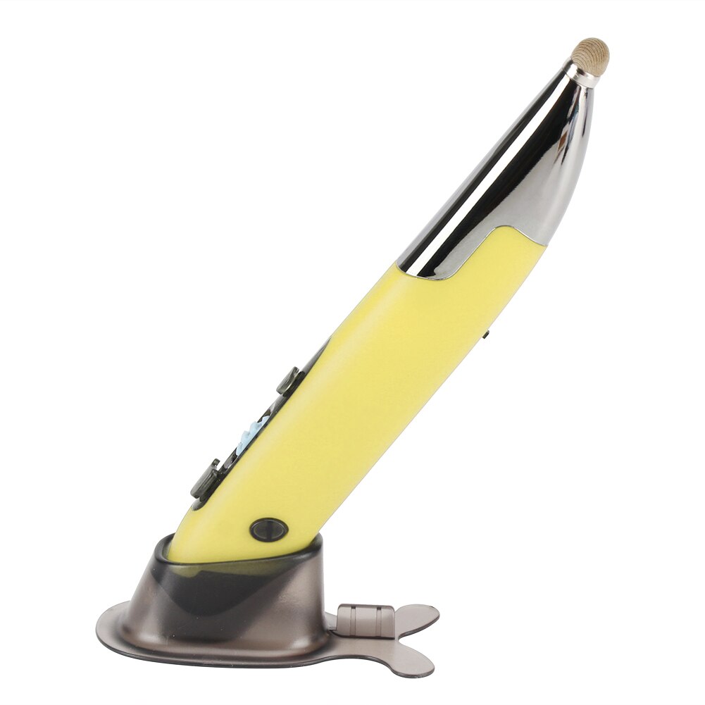 PR-A19 Wireless Optical Pen Mouse Dual Mode 4 Buttons 2.4GHz USB Bluetooth Pen Mouse Multifunctional Handwriting Mice: Yellow