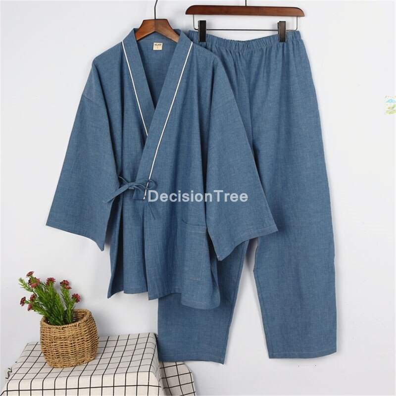 2022 pyjamas men sleepwear japanese kimono pajamas sets shorts homewear bathrobe loose bathrobes v-neck kimono pijama: color2 / L