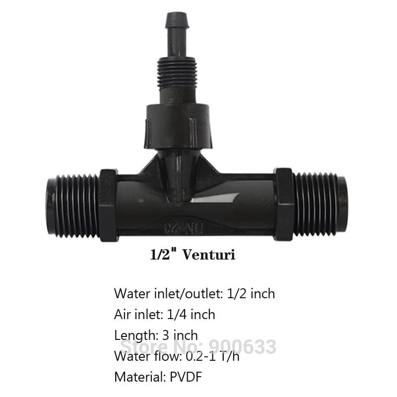 1/4 '' 1/2 '' 3/4 '' 1 '' 1.5 '' 2 '' pvdf venturi gödselinjektor ozonblandare för vattenrenare delar
