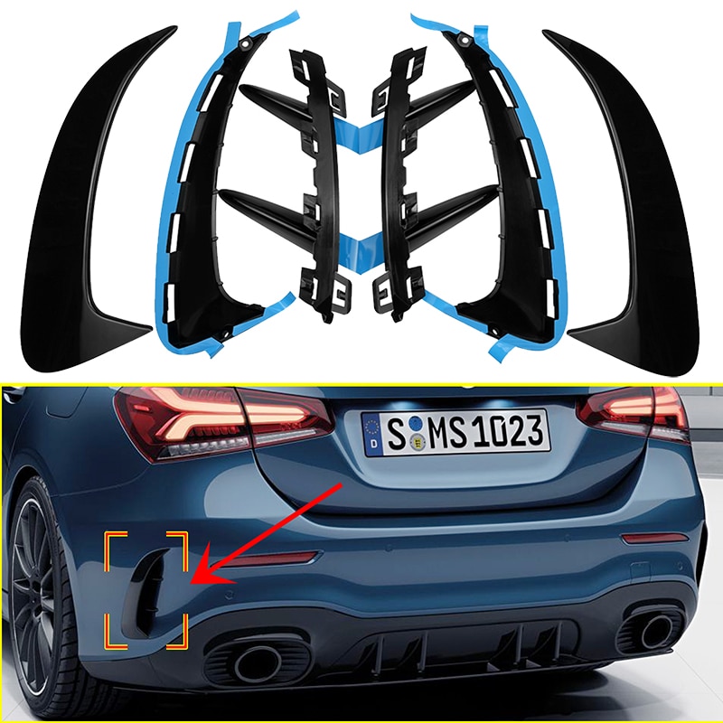 Til mercedes benz a klasse  w177 sedan  a180 a200 a220 a250 a35 +  bagkofanger trim lip spoiler stickers fender canards finner
