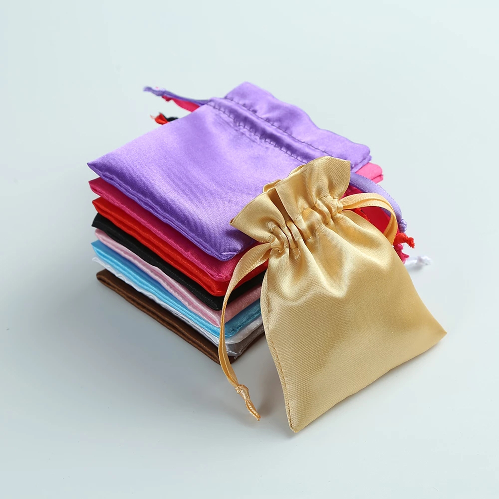 10 pièces petit sac à cordon de serrage en soie pour bijoux cheveux montre chaussures diamant perle anneau maquillage voyage emballage pochettes
