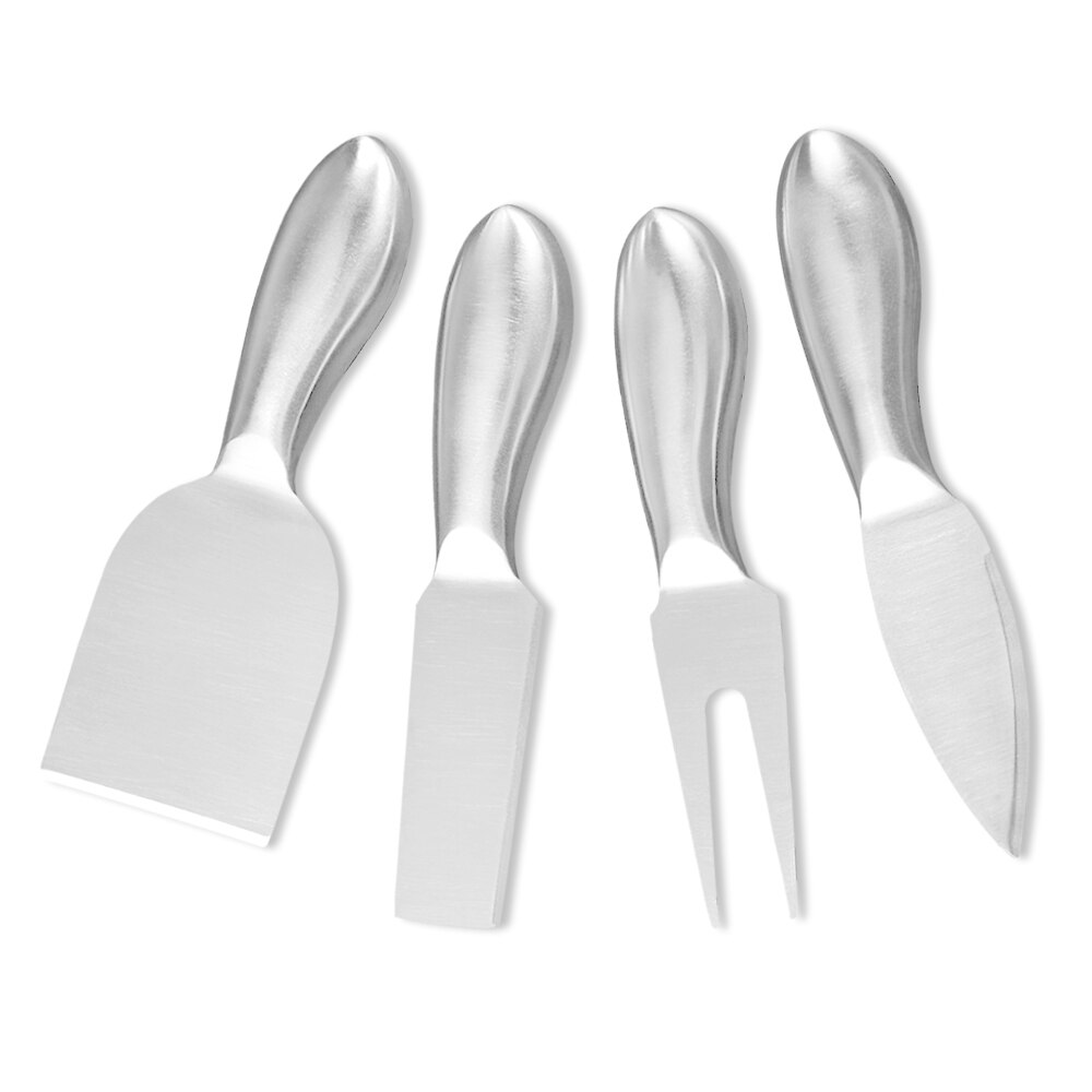 Kökstillbehör 4 st/set ostknivar i rostfritt stål sats ostskärare kniv skivare ost kök kock spatel pannkaka: 4 st silver