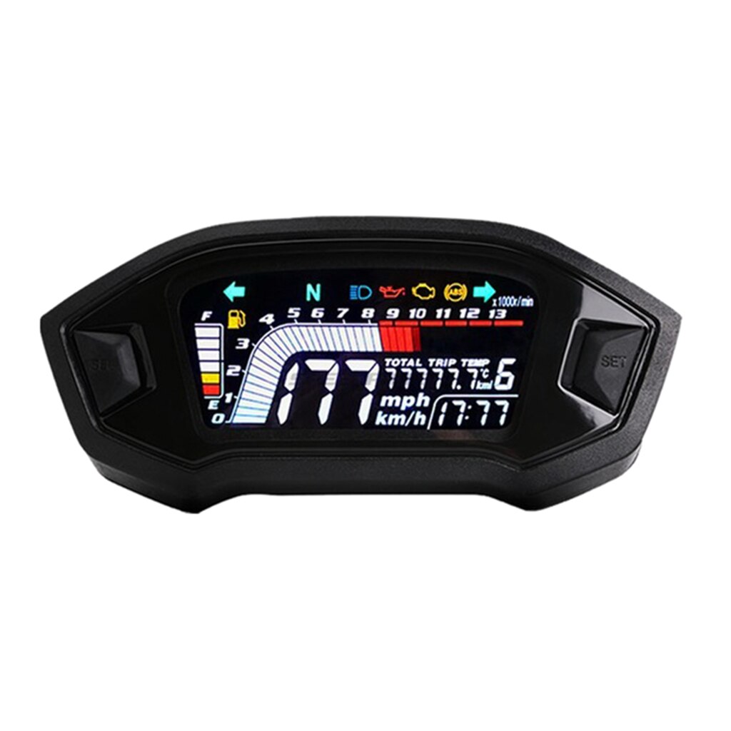 MLS062 RPM Speedometer Tachometer Odometer Gear Display LCD DC 12V Gauge 199km/h KMH MPH 1/2/3/4/5/6N For 1 2 4 Cylinder