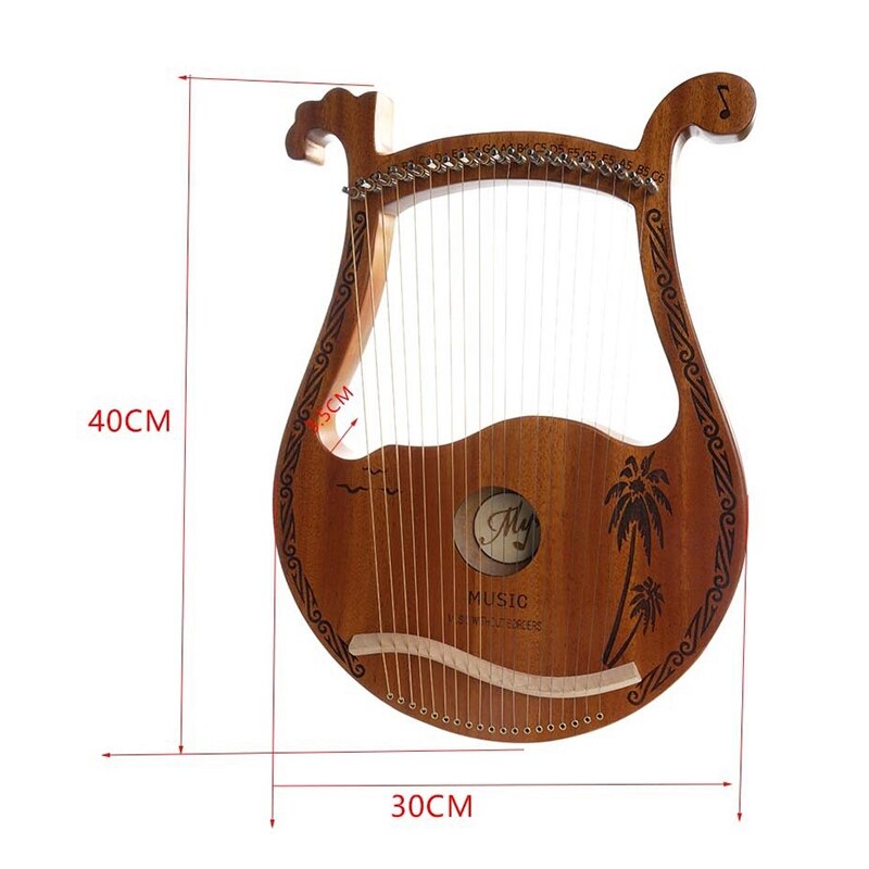 Cute Deer Head Shape Lyre Harp, Portable Mahogany Wood 19 Strings Harp With Tuning Stick for Kids Music Lovers Beginners