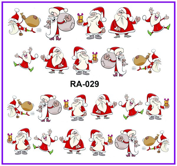 Uprettego nail art skønhed vand mærkat skyder negle mærkat jul juletræer sygeplejerske julemand baby børn  ra025-030: Ra029