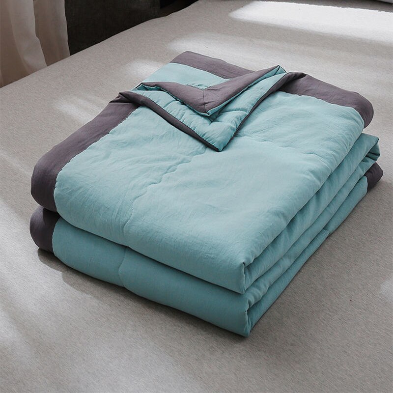 Washed Cotton Spring Fall Thin Quilt Summer Air-conditioning Comforter Soft Breathable Bed Blanket Solid Color Quilted Quilts: 200x220cm 1200g / 01