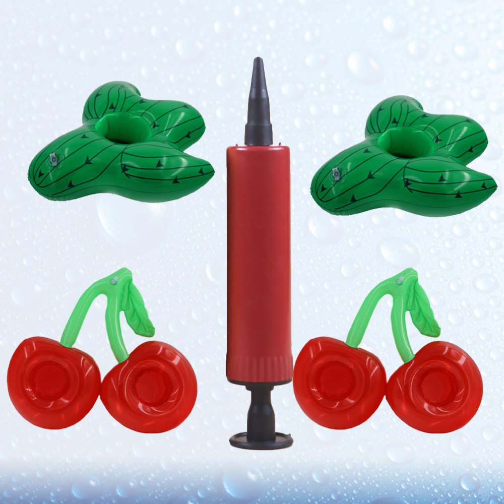 5Pcs Twee Mond Opblaasbare Cherry Vorm Onderzetters Cactus Vormige Drinken Bekerhouder Strand Drijvende Bekerhouder Zomer Party Gunsten S