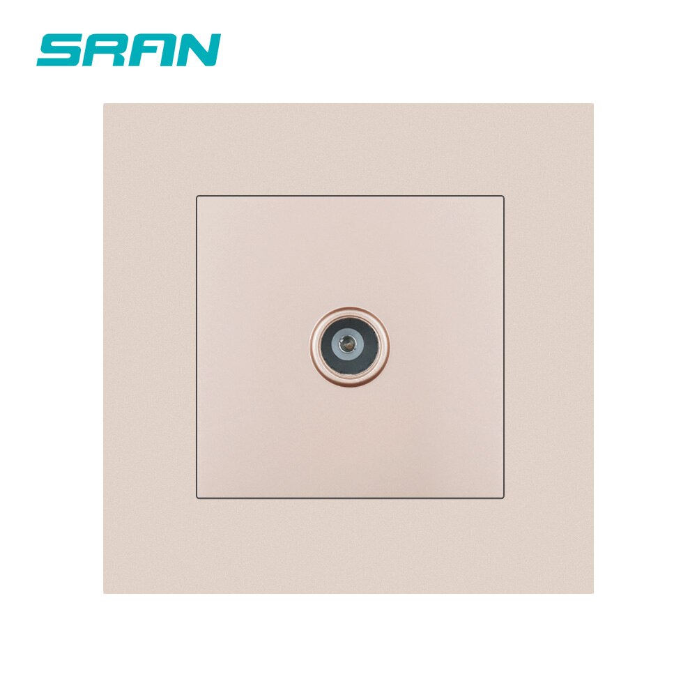 SRAN TV interface socket home decoration wall TV signal access outlet 86mm*86mm Flame retardant PC panel white/black/gold: Gold TV