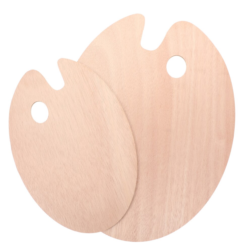2pcs Oval Shaped Wood Palettes Painting Color Palettes Color Mixing Plates
