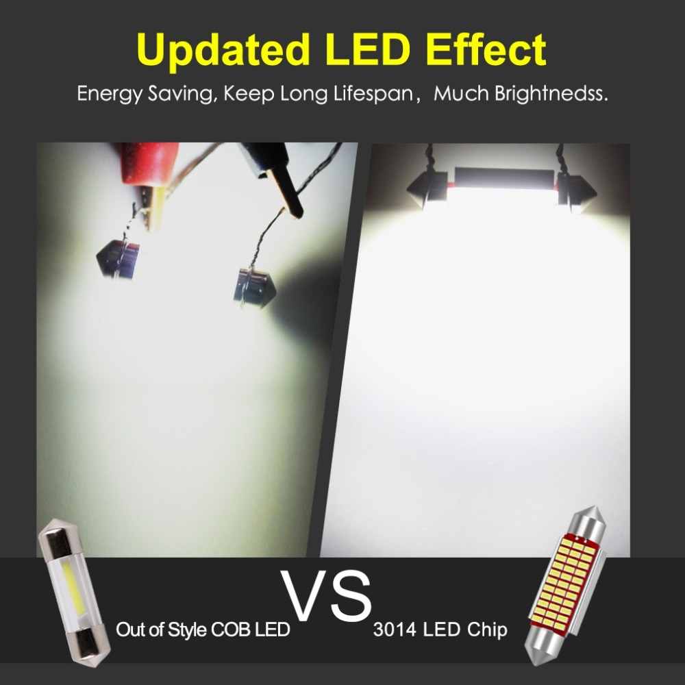 1 stk  c5w led bil interiør lys canbus festoon 31mm 36mm 39mm 42mm led pærer 6000k hvid kuppel læselys auto lampe 12v
