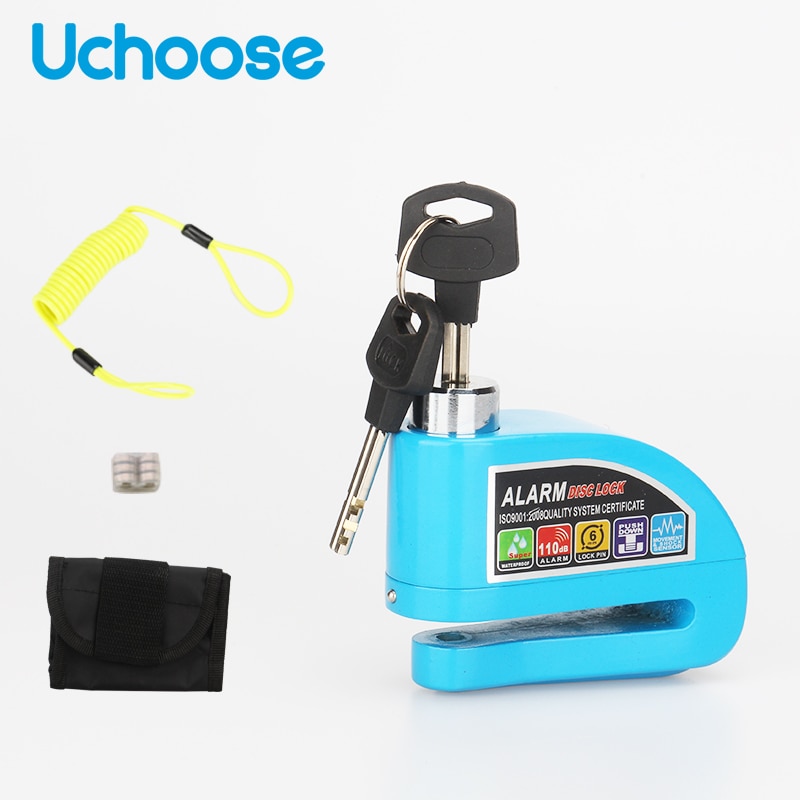 Motorcycle Scooter Alarm Lock Wheel Disc Brake Aluminum Alloy Security Anti-theft 2m Reminder Rope Lockstitch Bag Spare Battery