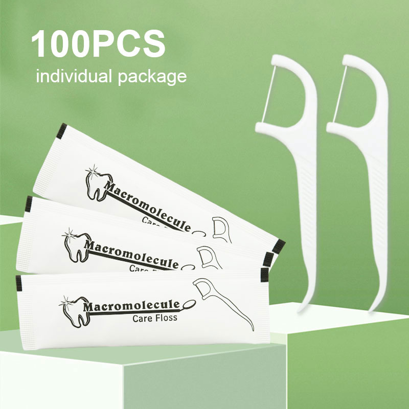 100 stuks tandzijde met tandenstokjes, wegwerp tandzijde, ideaal voor hotel, reis en gezin. individuele verpakking.