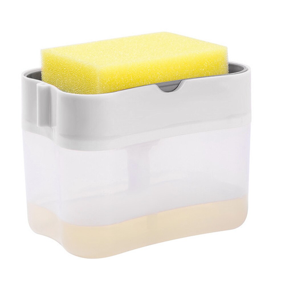Zeep Pomp Dispenser Levert Zeep Pomp Dispenser Met Spons Houder 2-In-1 Container Huishoudelijke Producten Vloeibare Dispenser: WHITE