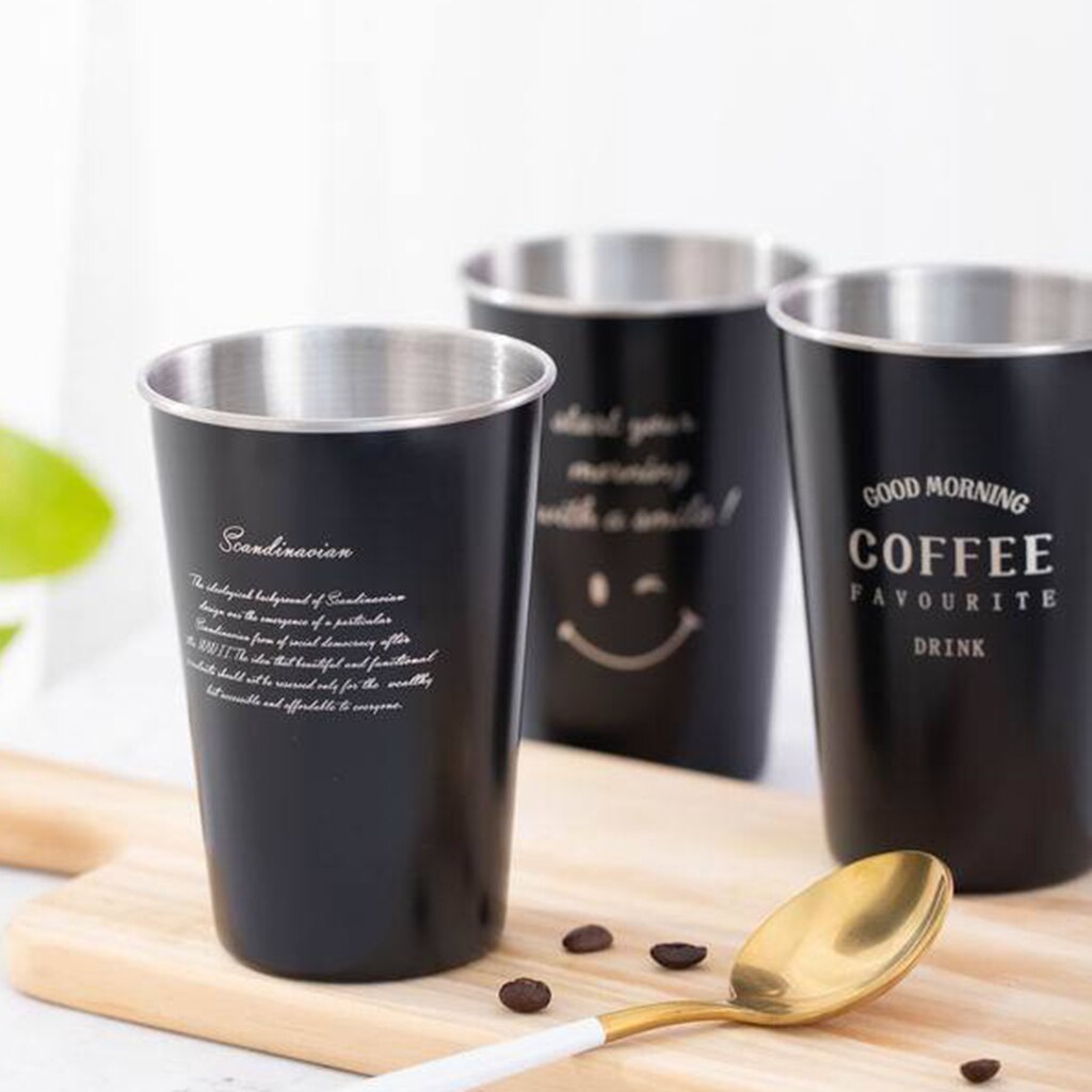 500ML Beer Mug Ice Cold Coffee Beverage Cup Reusable for Bar Home Restaurant Coffee Beer Mugs Stainless Steel Tumbler Cup