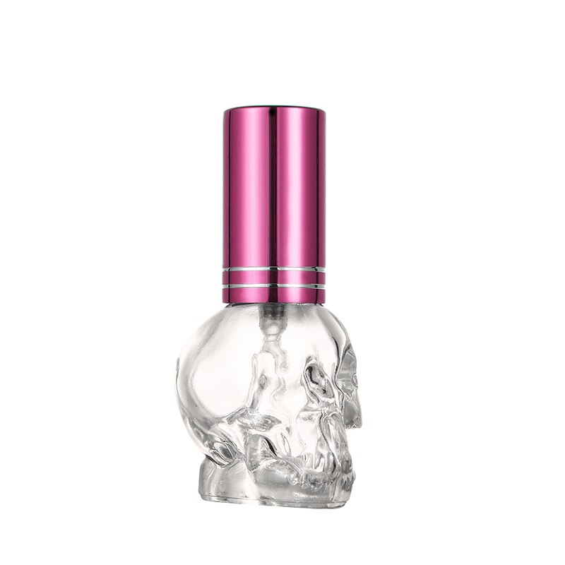 Nbyaïque tête de crâne fendu bouteille vide bouteille en verre parfum en vrac bouteille vide 8ML verre vaporisateur parfum bouteille vide: Pink