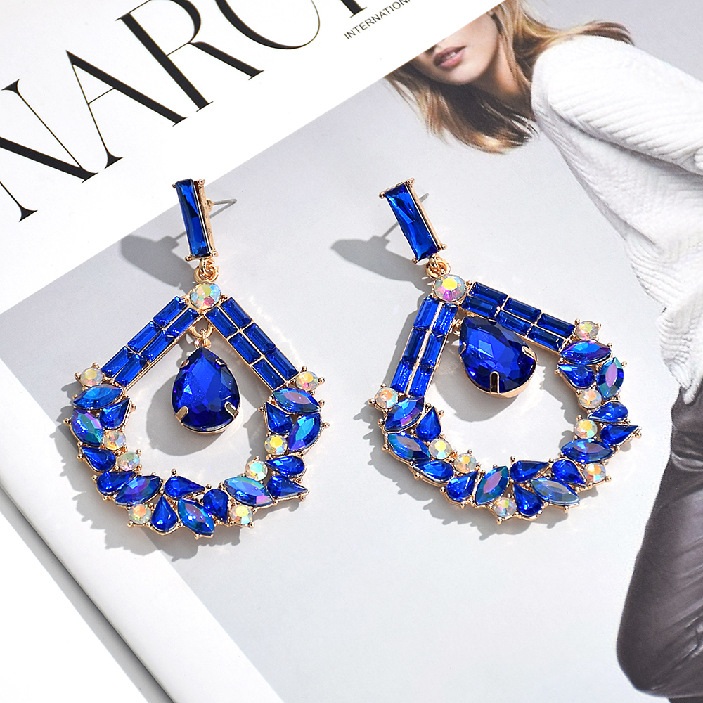 Vintage glazen oorbellen met steentjes voor vrouwen en meisjes, opvallende kristallen accessoires en sieraden.: Warm stempelen
