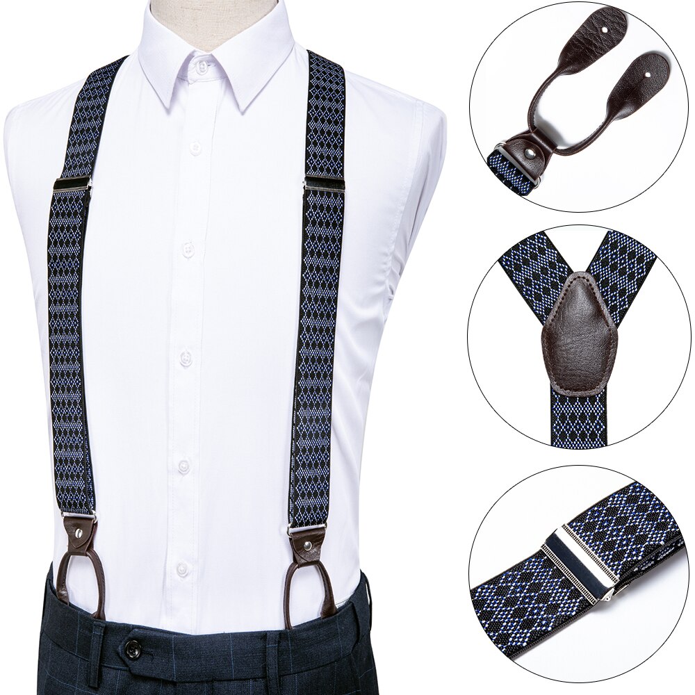 DiBanGu Adulto In Pelle di Metallo Solido Marrone Nuovo Mens Bretella 6 Bottoni Brace Elastico Bretella Regolabile Tirantes Per Gli Uomini BD-506: BJ-521