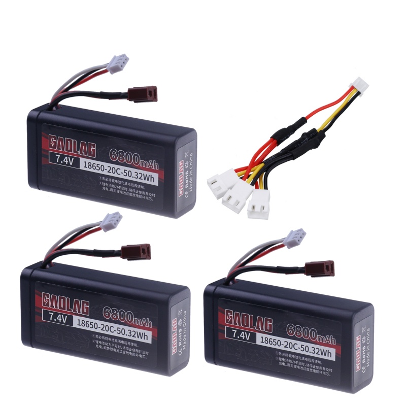 Batterie Lipo 7.4V 6800mAh 18650 pour Wltoys 10428 /12428/12423, pièces de voiture RC étanches et ignifuges 2S pour Wltoys 144001: Orange