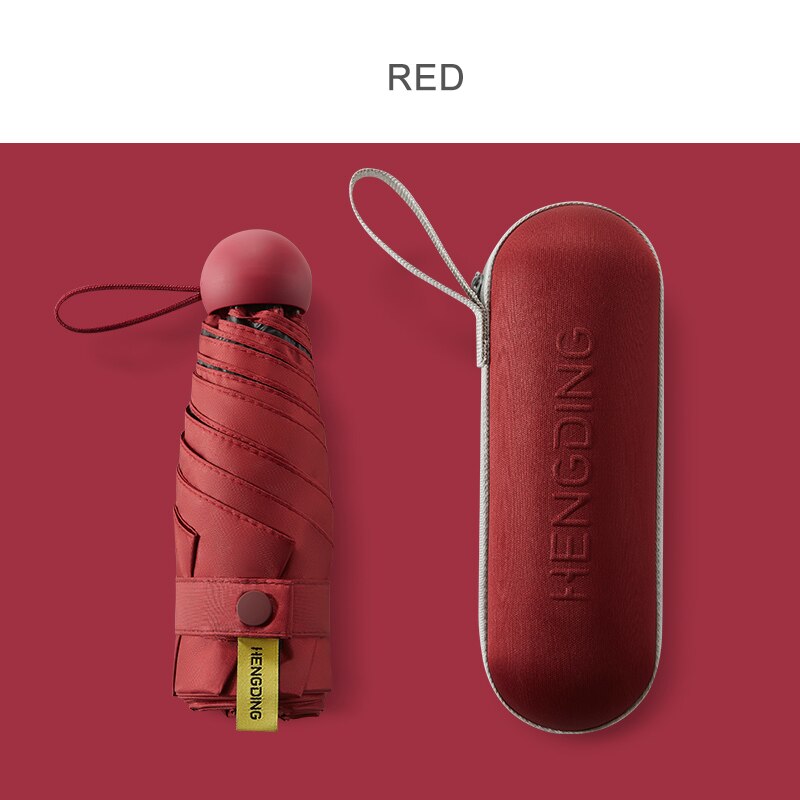 Miniparaguas para mujer, sombrilla de bolsillo a prueba de viento, colorida, Anti UV de lluvia, protección solar, 6K, pequeña: Rojo
