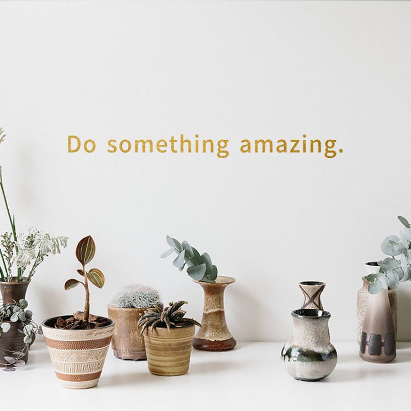 Pegatina de pared con citas de Do Something Amazing, pegatinas de pared con letras negras doradas, para decoración del hogar, para sala de estar y dormitorio: Dorado