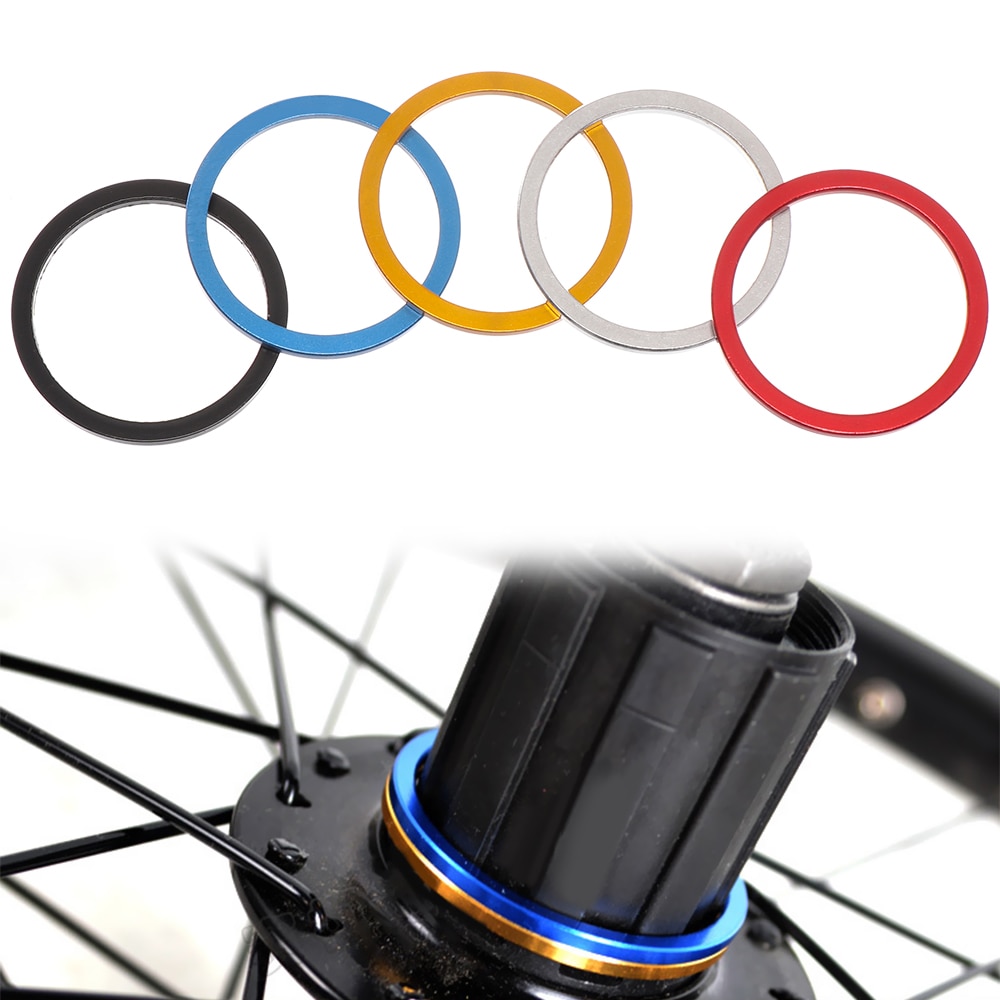 5PC 1~2.5mm Aluminium Alloy Bicycle Flywheel Hub Spacer MTB Bike Bottom Bracket Washer Bike Axle Washer Gasket Freewheel Gap