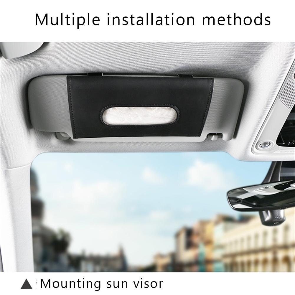 Pu skinn bil solskjerm veske boks holder parasoll ute av syne og stabil enkel installasjon papir serviett lagringsdeksel