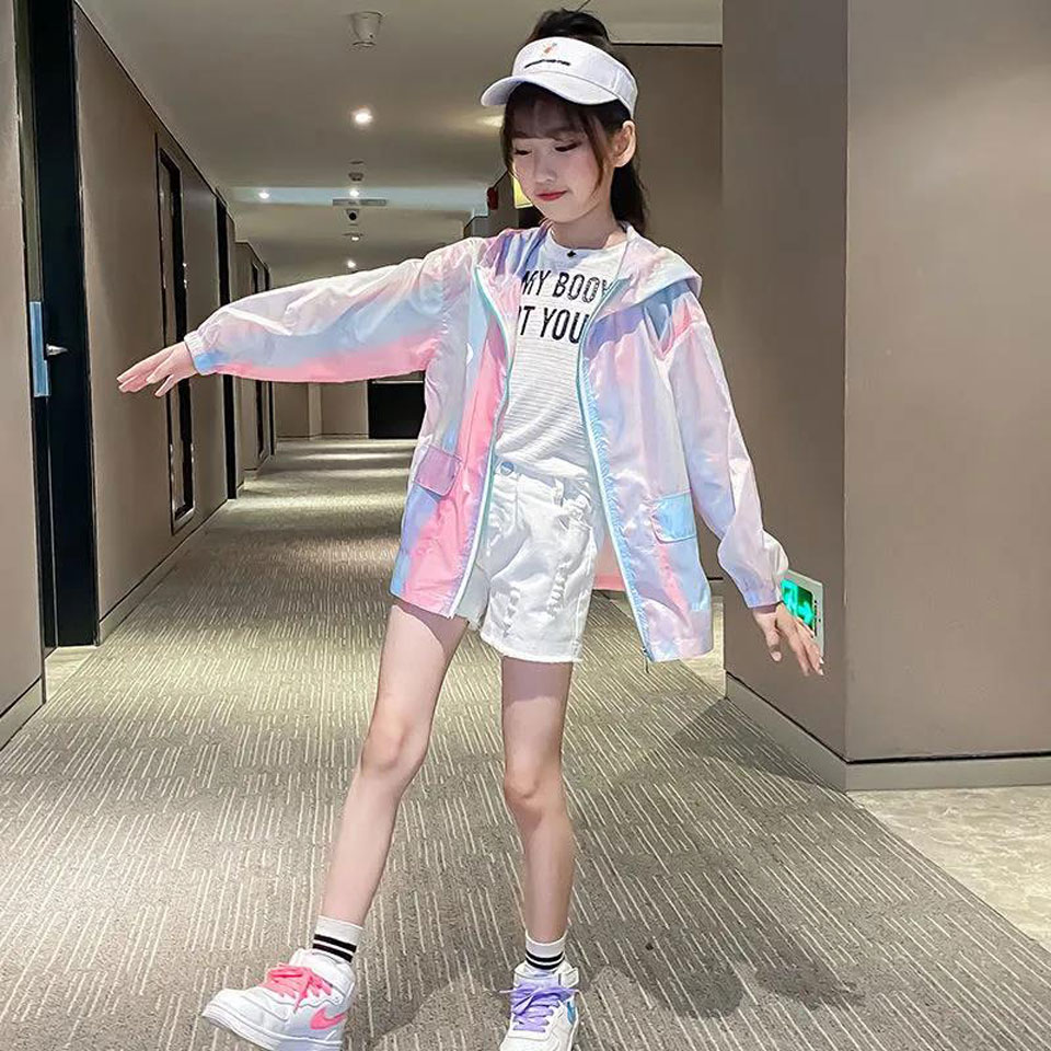 Abrigo fino a prueba de Sol para niñas pequeñas, ropa deportiva informal, chaquetas, abrigo para 3, 4, 5, 6, 7, 8, 9, 10, 11, 12, 13 y 14 años, 2022