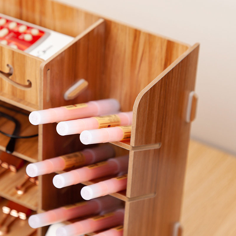 Wooden Desk Organizer Multi-Functional DIY Pen pencil Holder Box Desktop Stationary Home Office Supply Storage Rack