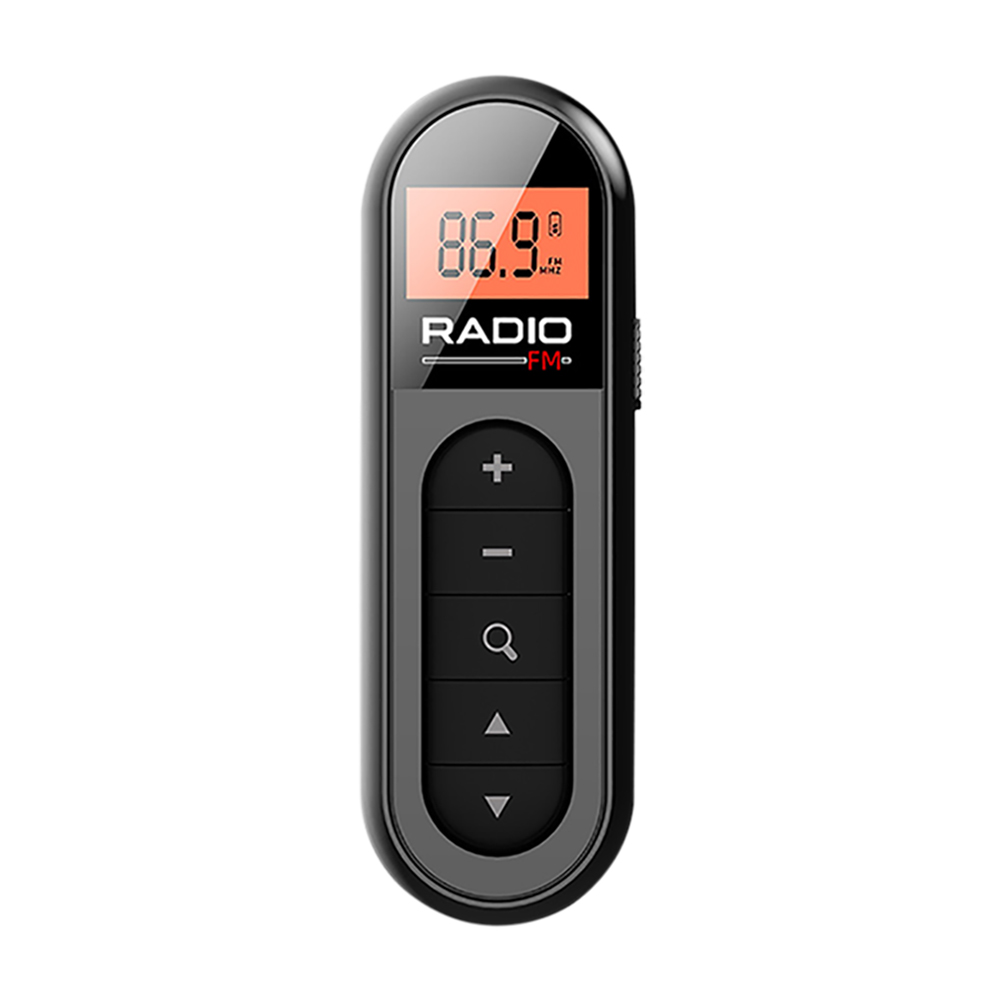 Mini Pocket FM-radio 76-108MHZ Clip Kleine radio met achtergrondverlichting LCD-scherm Walkman Radio 3,5 mm hoofdtelefoonaansluiting voor vergadersporten: Black