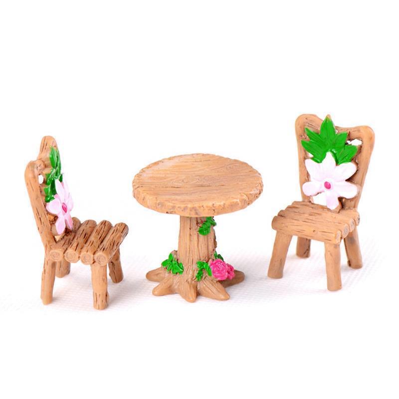 Miniature havepynt gør-det-selv-svampe håndværkskrukke fe kunstig græsplæne til bryllup julefest dekoration: Bordstol 01