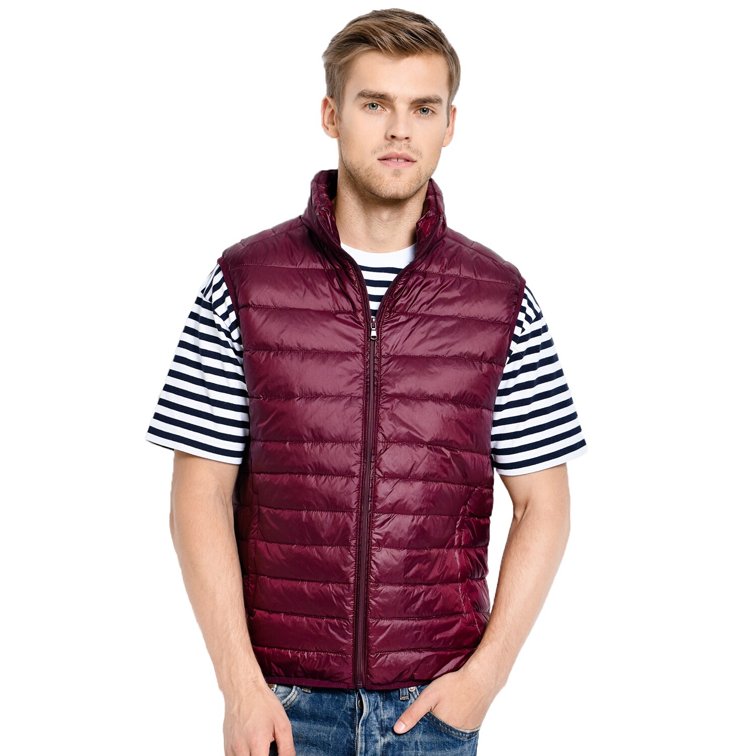 nouveaux hommes sans manches veste hiver ultra-léger blanc canard vers le bas gilet mâle mince gilet hommes vêtements coupe-vent gilet