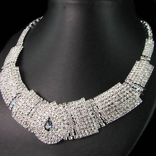 Set di gioielli eleganti con orecchini in cristallo nero con Diamante da sposa per la festa nuziale