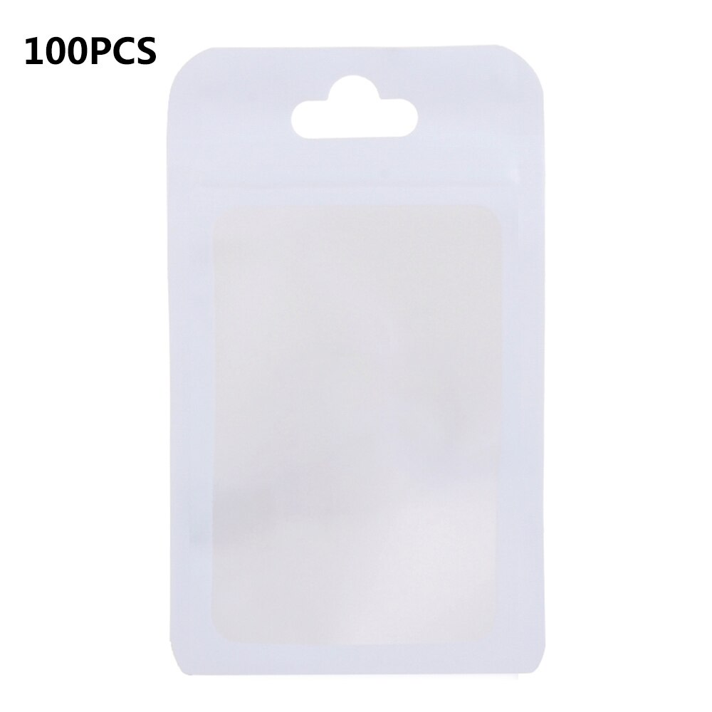 100 Stuks Zelf Lock Hersluitbare Mylar Zakken Matte Clear Window Pakket Folie Voedsel Zak Hang Hole Plastic Rits Zakjes