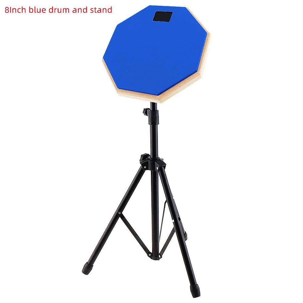 8 Inch Rubber Wooden Dumb Drum Beginner Practice Training Drum Pad with Stand / Stick Optional for Percussion Instruments Parts: blue drum and stand