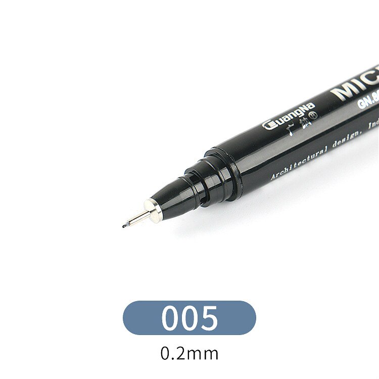 Pigment Liner Ink Paint Brush Marker Pen 0.05 0.1 0.2 0.3 0.4 0.5 0.6 0.8 Different Tip Black Fineliner Sketching Brush Pen Pens: 005