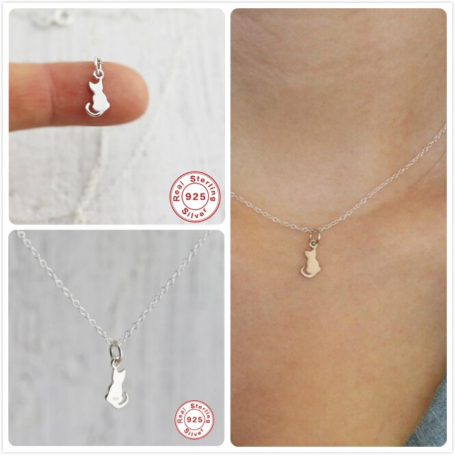 Inmaker 925 Sterling Zilveren Ketting Vrouwen Anniversary Party Kat Ketting Zilveren Ketting Chokers Ketting Meisje Dier Collier